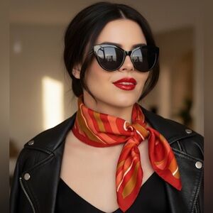 VINTAGE Monique Martin 60s/70s Psychedelic Wavy Stripe Square Scarf | Mod